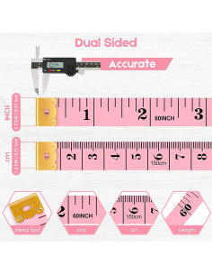 Cinta Métrica iBayam Doble Escala 150 cm 2 Paquete Rosa Azul 2