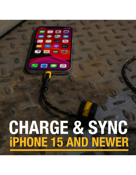 Cable de Carga 2 en 1 DEWALT USB-C 1.22m Carga Rápida 60W