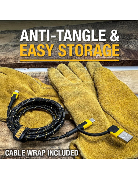 Cable de Carga 2 en 1 DEWALT USB-C 1.22m Carga Rápida 60W