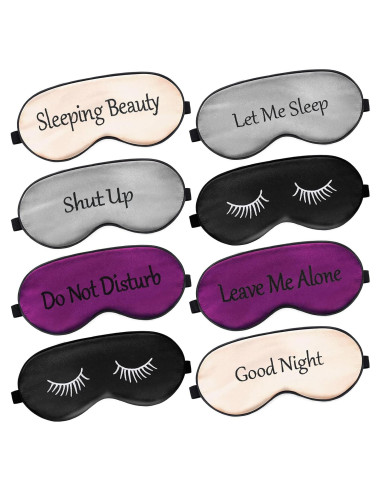 Juego de 8 máscaras de dormir de seda Geyoga con correa ajustable