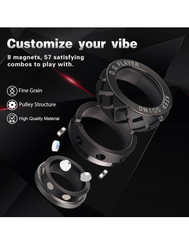 Anillo Giratorio Antiestrés D.G.PLAYER Negro Ajustable 3.5cm