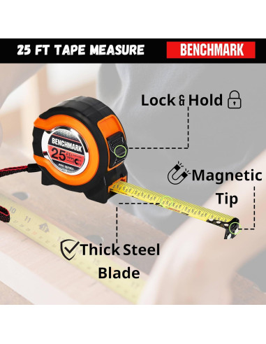 Cinta Métrica Benchmark 25 pies (7.5 m) - Paquete de 3