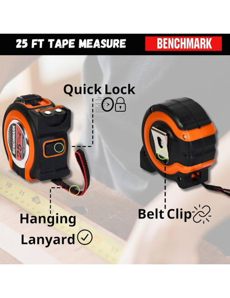 Cinta Métrica Benchmark 25 pies (7.5 m) - Paquete de 3