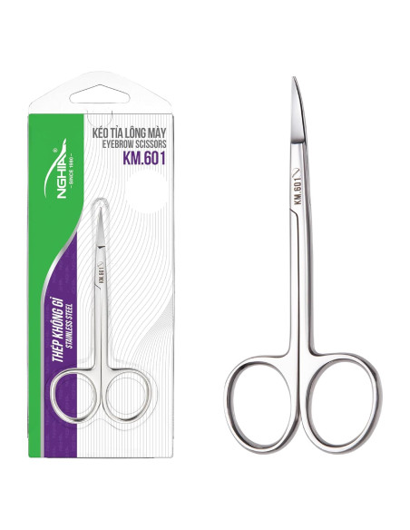 Tijeras Curvadas de Acero Inoxidable NGHIA KM-601 para Vello Facial