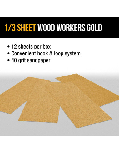 Hojas de Lija Dura-Gold Premium 40 Granos - Caja de 12 Unidades