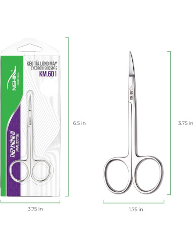 Tijeras Curvadas de Acero Inoxidable NGHIA KM-601 para Vello Facial