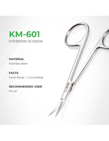 Tijeras Curvadas de Acero Inoxidable NGHIA KM-601 para Vello Facial