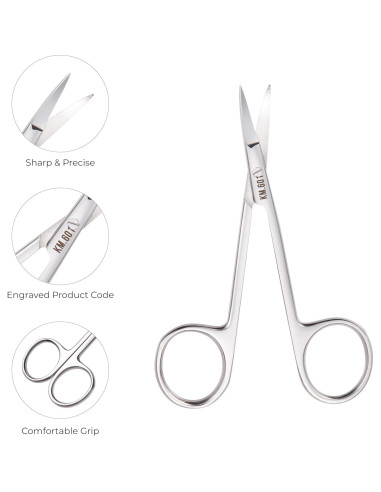 Tijeras Curvadas de Acero Inoxidable NGHIA KM-601 para Vello Facial