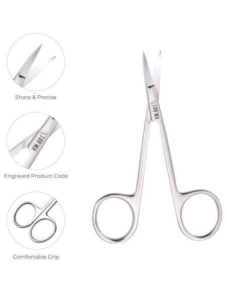 Tijeras Curvadas de Acero Inoxidable NGHIA KM-601 para Vello Facial