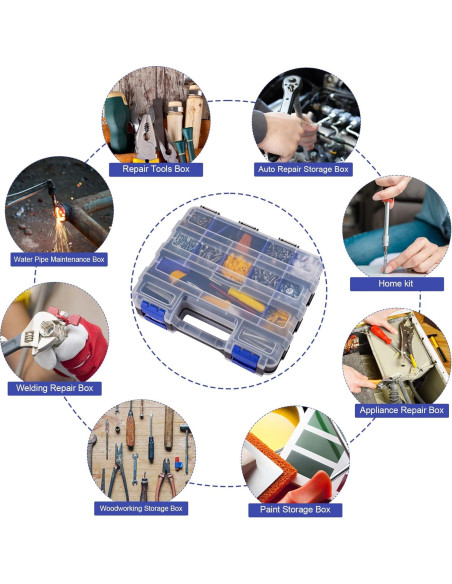 Caja Organizadora de Herramientas AIDY-PRO 34 Compartimentos Azul