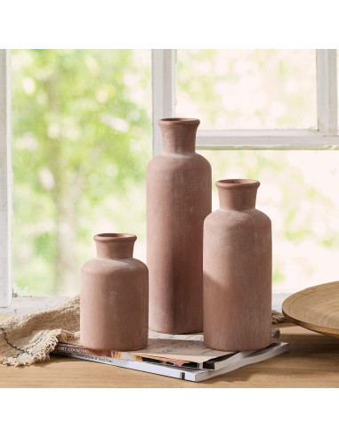 Conjunto de 3 Jarrones Rústicos de Cerámica SIDUCAL 26.9 cm