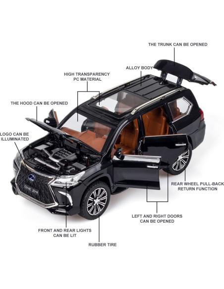 Modelo de Coche de Fundición 1:24 BHYDRY con Luz y Sonido