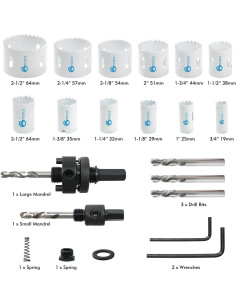 Kit de Sierras de Corona Bi-Metal GMTOOLS 22 PZS 19mm a 64mm 2