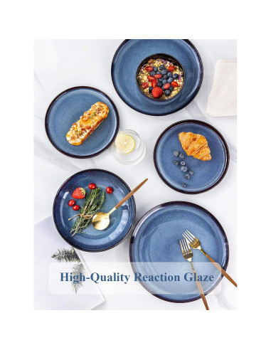 Conjunto de Vajilla Cerámica LERATIO 16 Piezas para 4 - Azul