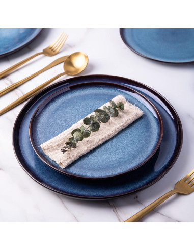 Conjunto de Vajilla Cerámica LERATIO 16 Piezas para 4 - Azul