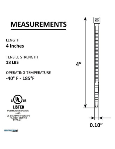 Corbatas de Cierre Kable Kontrol 10 cm 100 Pcs 8.16 Kg Gris