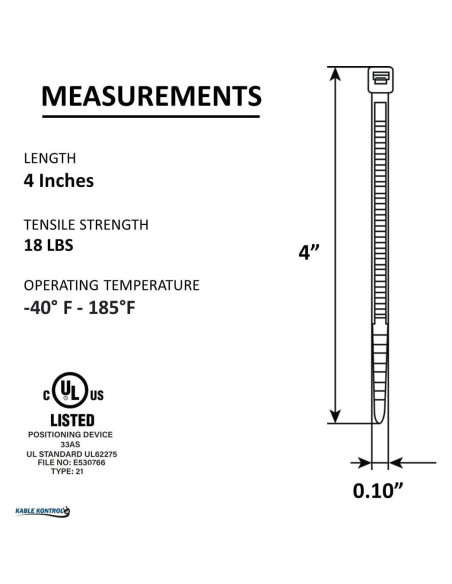 Corbatas de Cierre Kable Kontrol 10 cm 100 Pcs 8.16 Kg Gris
