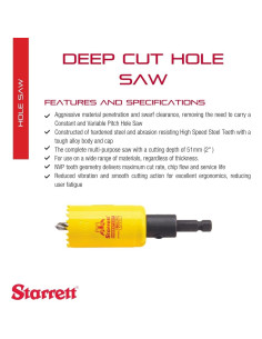 Sierra de Agujero Starrett ADCH0138 5.08 cm HSS para Metal y Madera 2
