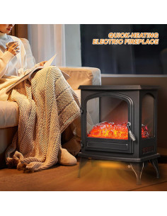 Calentador de Chimenea Eléctrica Polias SF-1817 1400W Negro 2