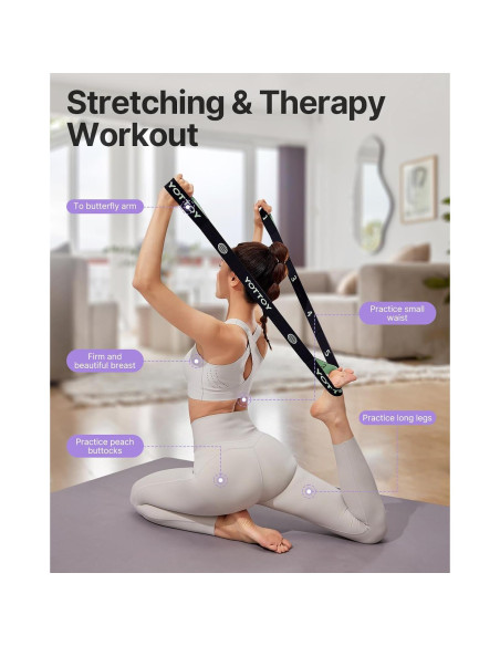 Correa de Yoga YOTTOY con 10 Bucles y Bandas de Resistencia