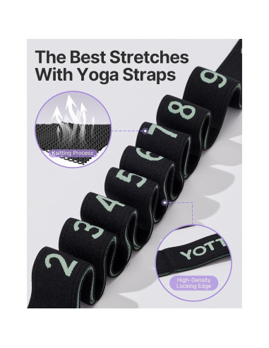 Correa de Yoga YOTTOY con 10 Bucles y Bandas de Resistencia