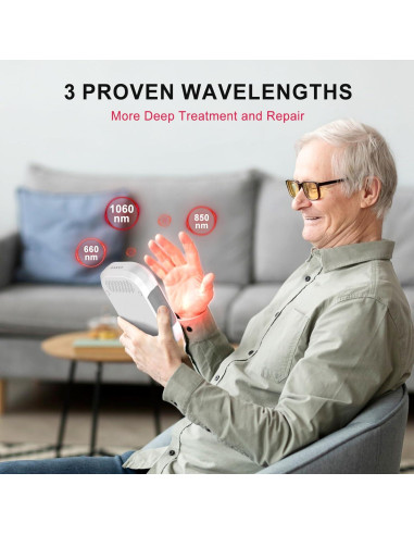 Terapia de Luz Roja Portátil BO-60, 3 Longitudes de Onda, 12 LEDs