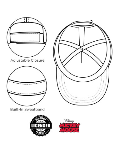 Gorra de béisbol Disney Mickey Mouse para niños 2-4T y 4-7T