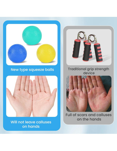 3 Pelotas Antiestrés DATANSUN para Alivio de Mano y Fuerza