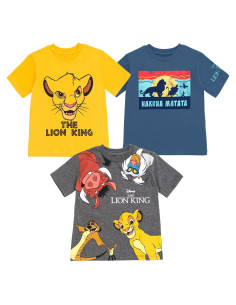 Paquete 3 Camisetas Manga Corta Disney Niños - Simba, Stitch, Cars