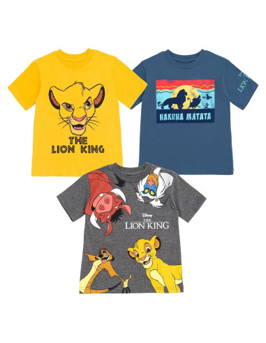 Paquete 3 Camisetas Manga Corta Disney Niños - Simba, Stitch, Cars