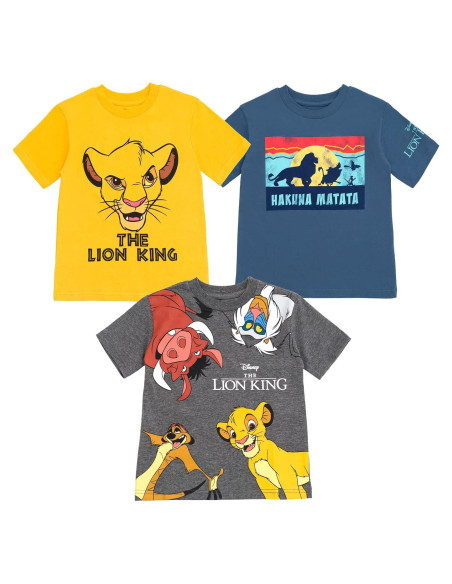 Paquete 3 Camisetas Manga Corta Disney Niños - Simba, Stitch, Cars