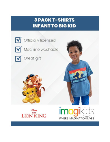 Paquete 3 Camisetas Manga Corta Disney Niños - Simba, Stitch, Cars