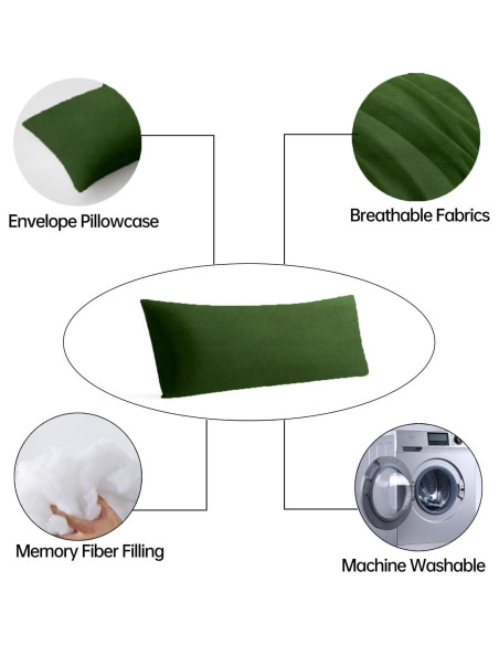 Cojín Corporal BedTreat Verde 50,8x137,2 cm Lavable