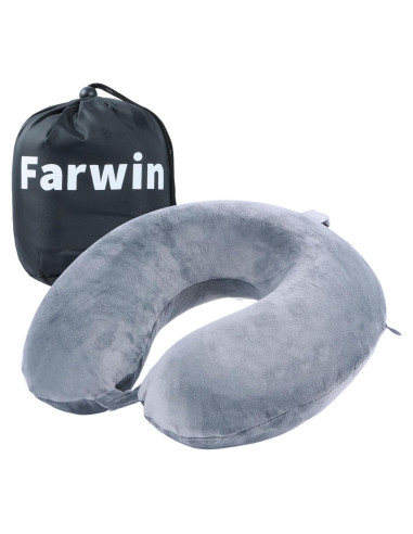 Almohada de Viaje Far win Espuma de Memoria Gris 30x30 cm