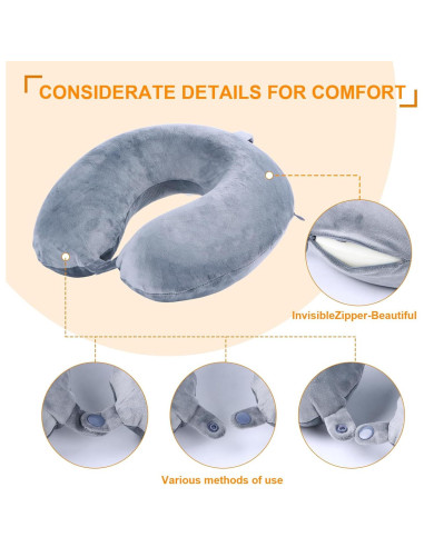 Almohada de Viaje Far win Espuma de Memoria Gris 30x30 cm