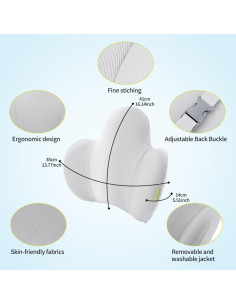 Almohada Lumbar Ergonomica Back2 con Espuma de Memoria Gris 2