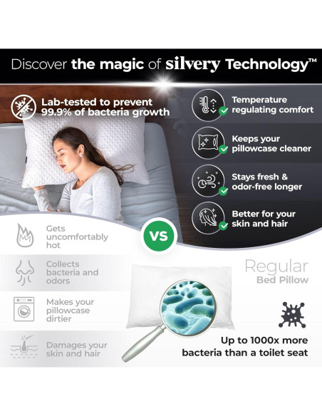 Almohada de Espuma de Memoria Plateada Hipoalergénica 73x48cm