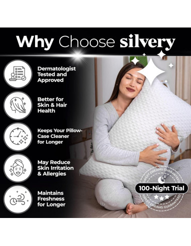 Almohada de Espuma de Memoria Plateada Hipoalergénica 73x48cm