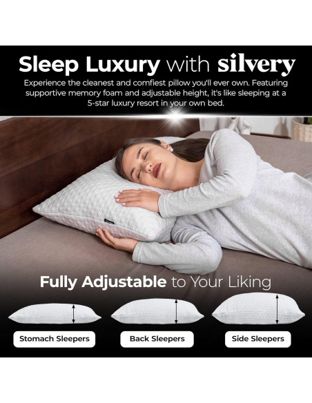 Almohada de Espuma de Memoria Plateada Hipoalergénica 73x48cm