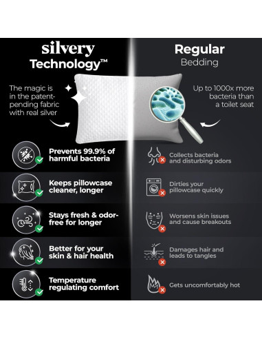 Almohada de Espuma de Memoria Plateada Hipoalergénica 73x48cm