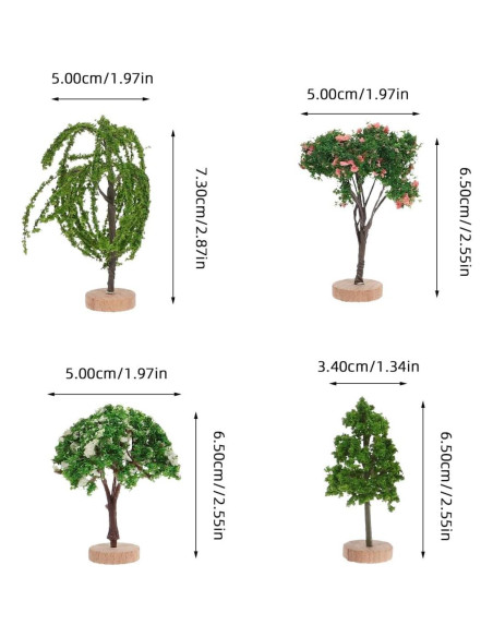 Luxshiny 5pcs Árboles de Plástico para Diorama 7,29cm