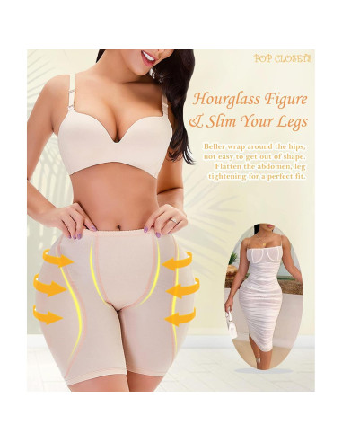 POP CLOSETS Shapewear Mujeres Almohadillas Levantadoras Beige