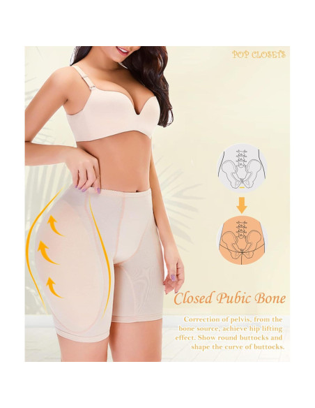 POP CLOSETS Shapewear Mujeres Almohadillas Levantadoras Beige