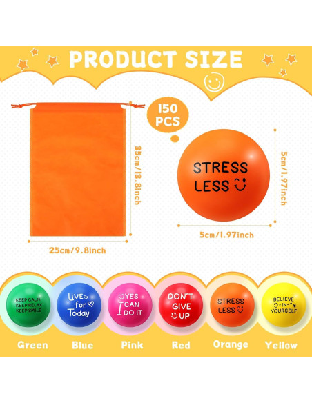 150 Pelotas de Estrés Motivacionales Jenaai - Alivio de Ansiedad