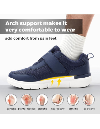 Zapatos Diabéticos FitVille Hombres Ancho Extra Azul 10