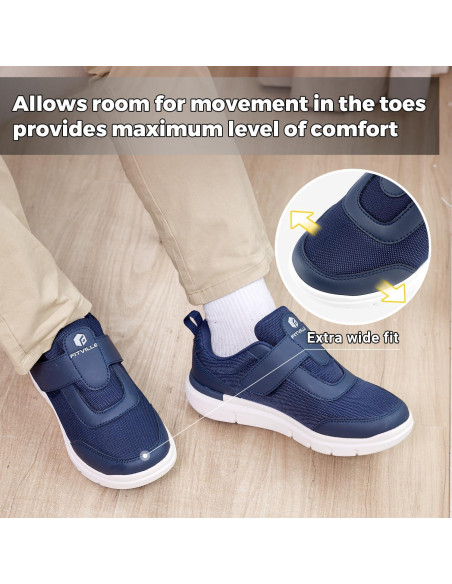 Zapatos Diabéticos FitVille Hombres Ancho Extra Azul 10