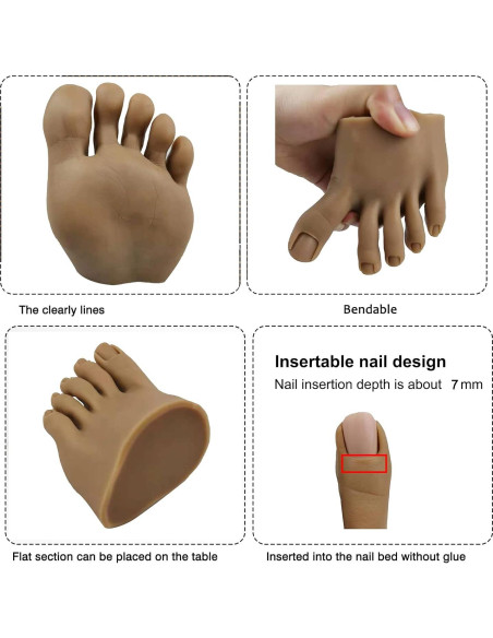 Maniquí de Pie de Silicona PPVWEY para Uñas Acrílicas