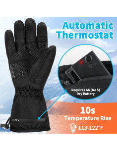 Guantes Calentados BESWORLDS HG552BL Impermeables Unisex 2