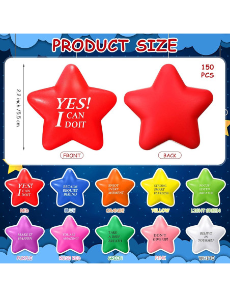 150 Pelotas Antiestrés Motivacionales Jenaai 14.2 cm Coloridas