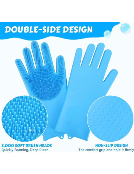 Guantes de Aseo para Mascotas Pecute - Silicona Azul 34x15cm